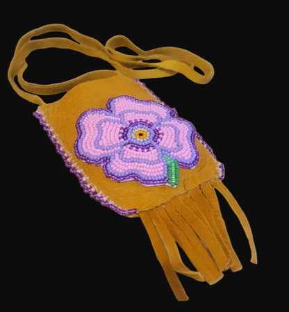 Southern Ute Beaded Floral Pouch/Necklace Indian Beadwork