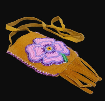 Southern Ute Beaded Floral Pouch/Necklace Indian Beadwork