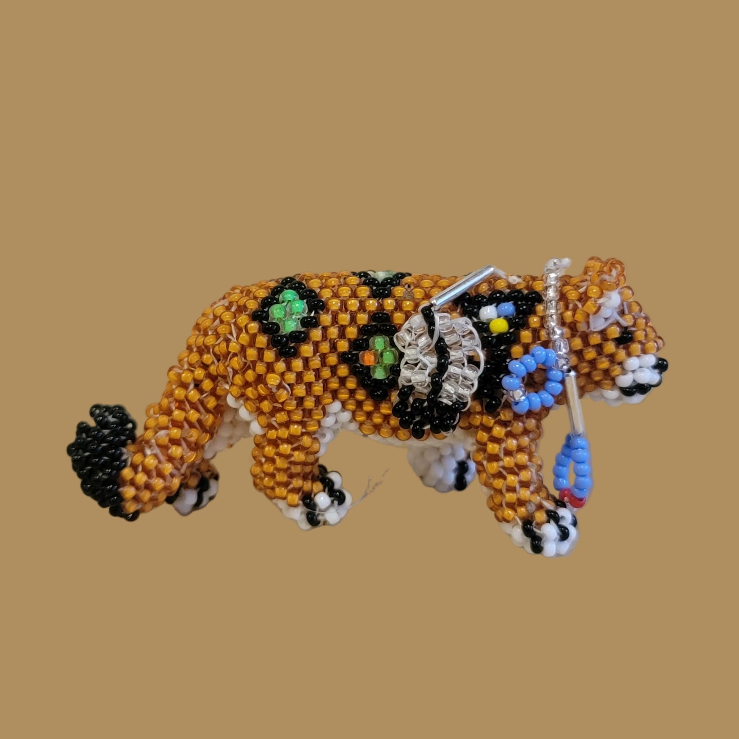 Fully Beaded Zuni Mountain Lion Indian Beadwork