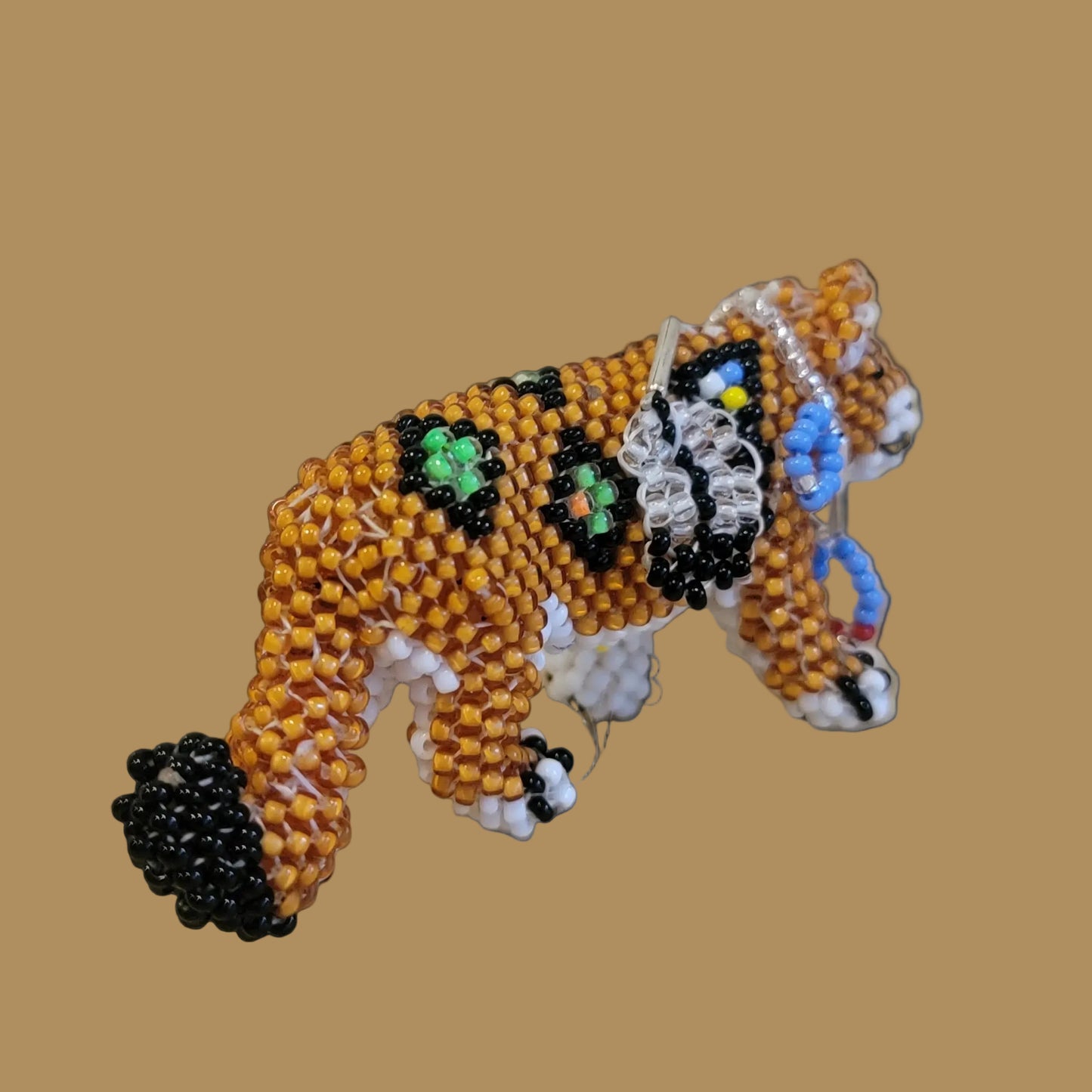 Fully Beaded Zuni Mountain Lion Indian Beadwork