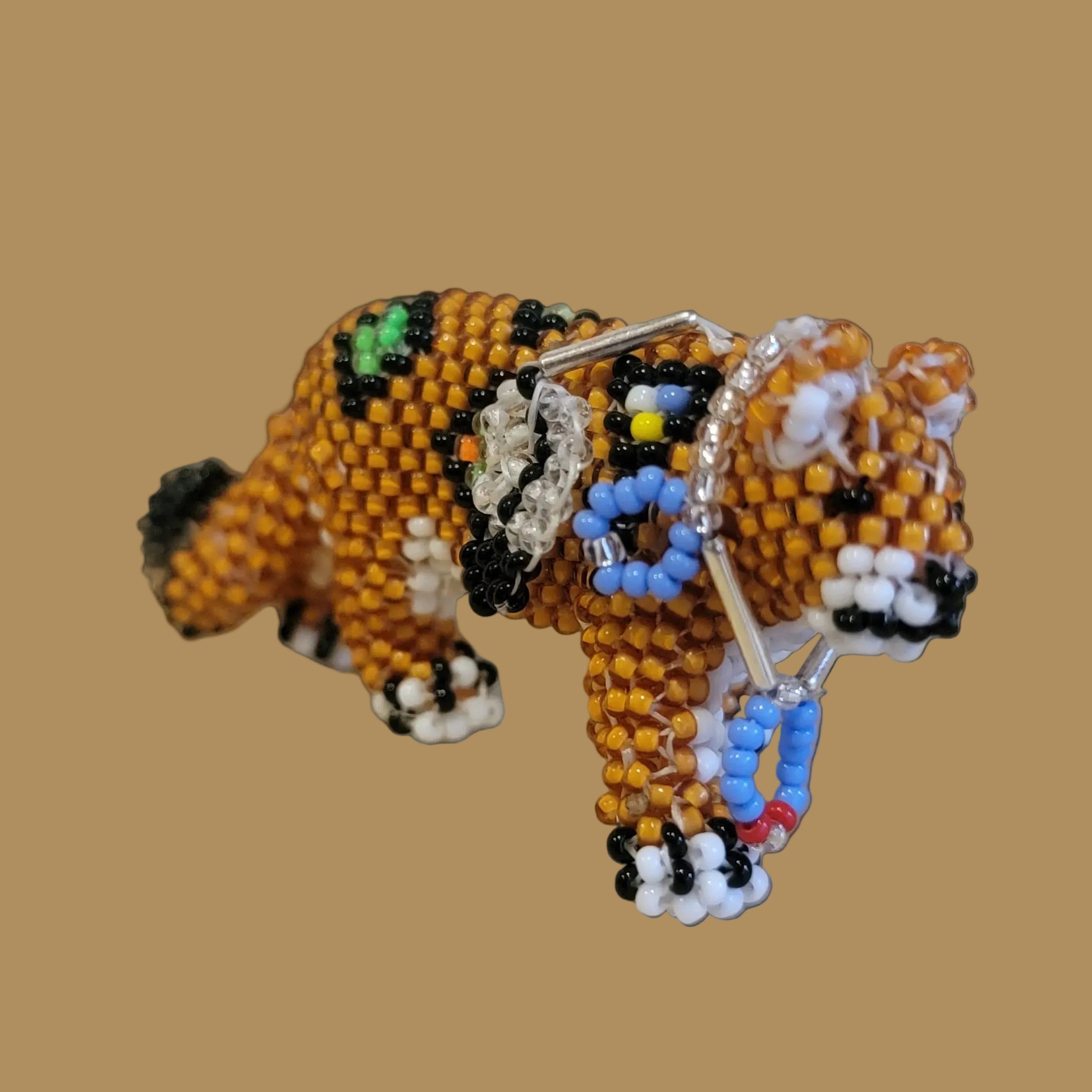 Fully Beaded Zuni Mountain Lion Indian Beadwork