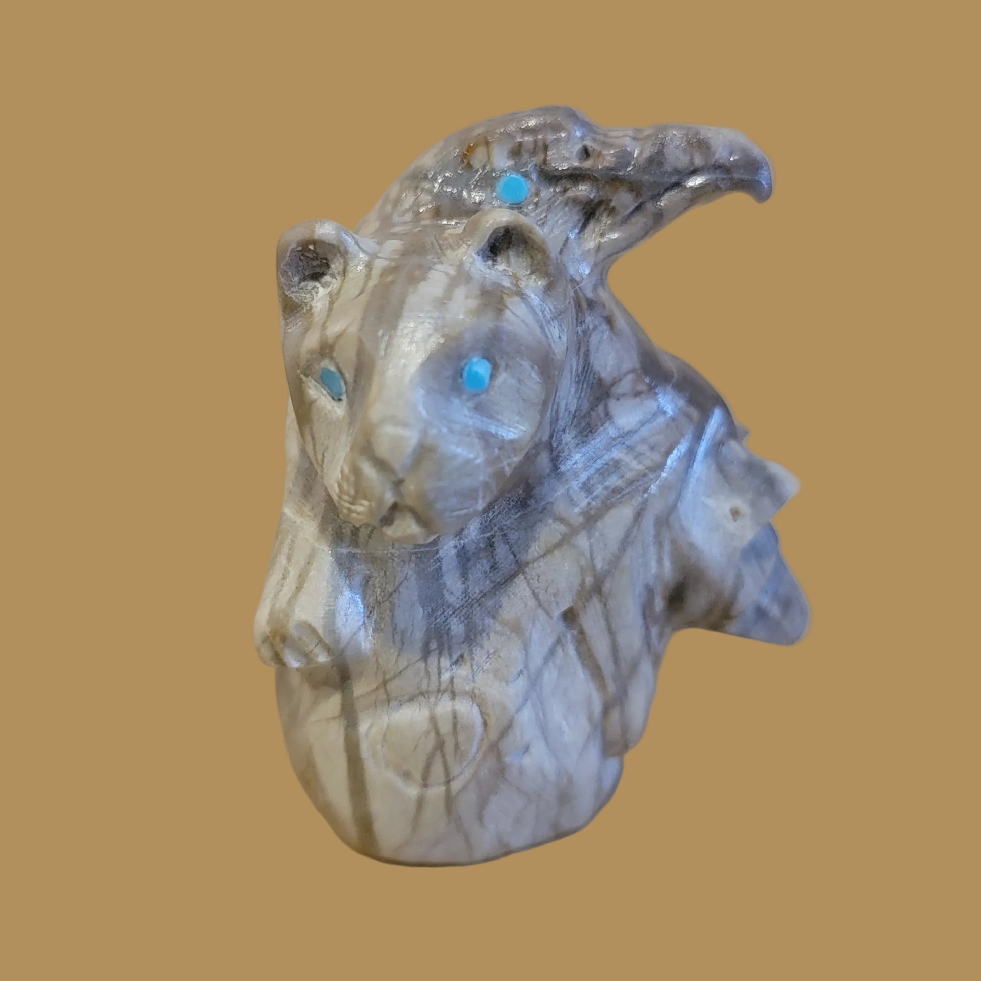 Picasso Marble Eagle/Bear/ Mountain Lion Zuni Fetish