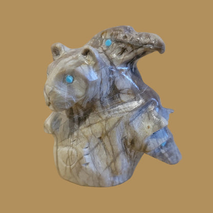 Picasso Marble Eagle/Bear/ Mountain Lion Zuni Fetish
