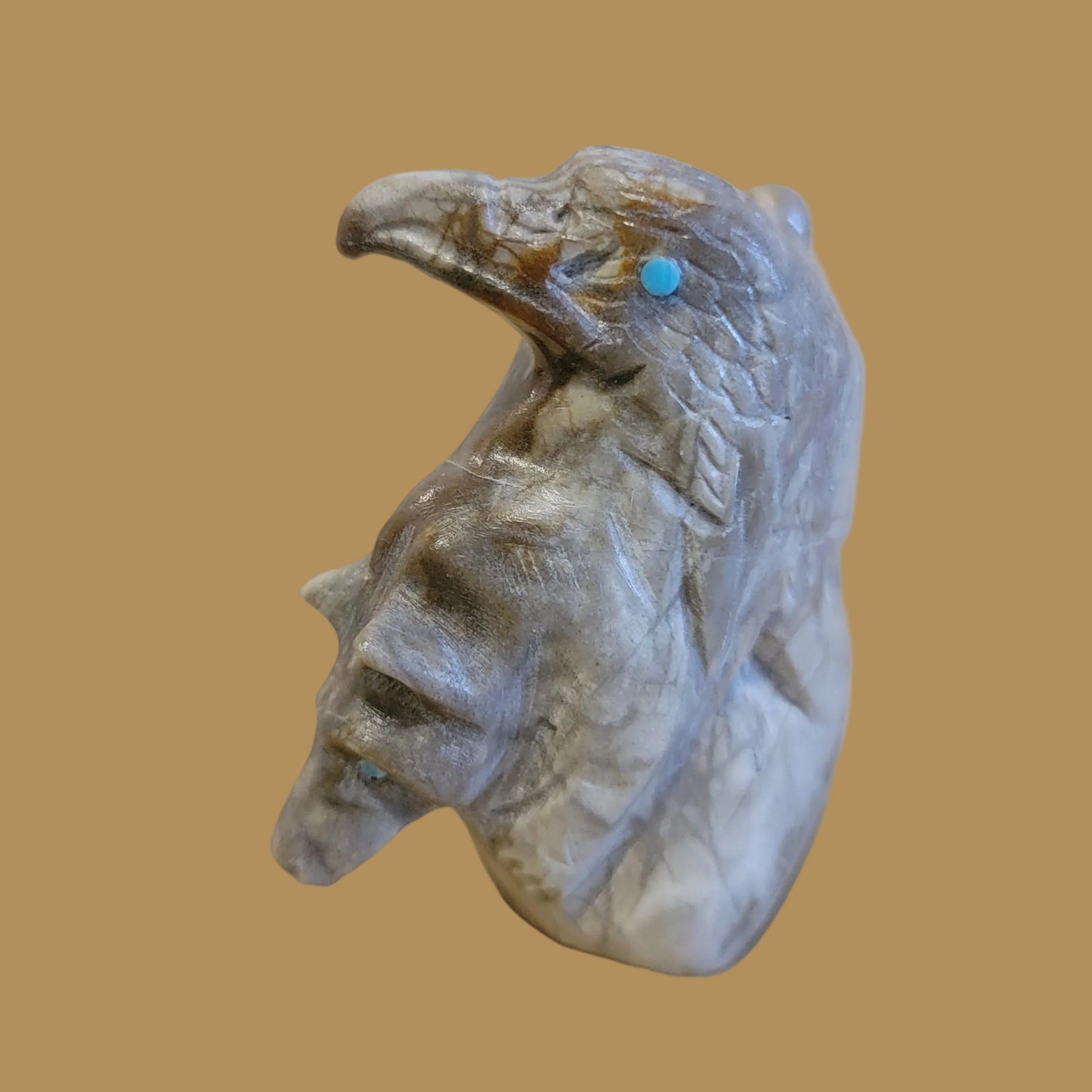 Picasso Marble Eagle/Bear/ Mountain Lion Zuni Fetish