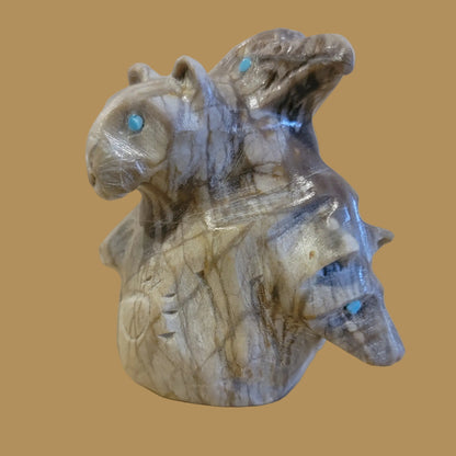 Picasso Marble Eagle/Bear/ Mountain Lion Zuni Fetish
