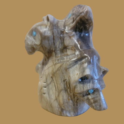 Picasso Marble Eagle/Bear/ Mountain Lion Zuni Fetish
