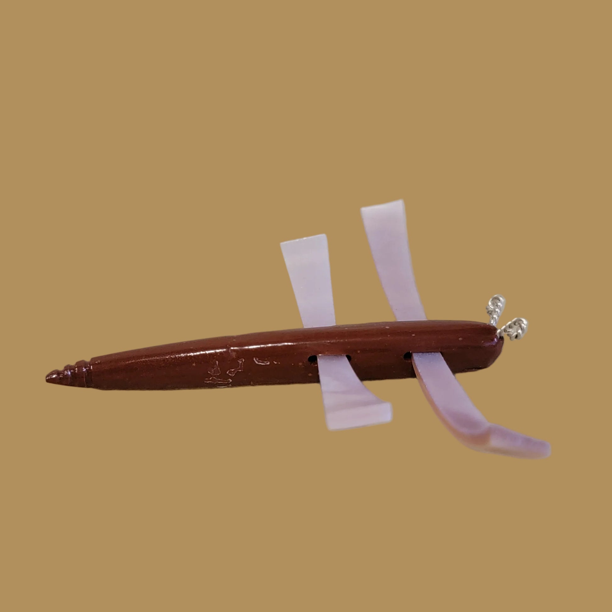 Pipestone and Pink Mussel Shell w/ Silver Antennae Dragonfly Zuni Fetish