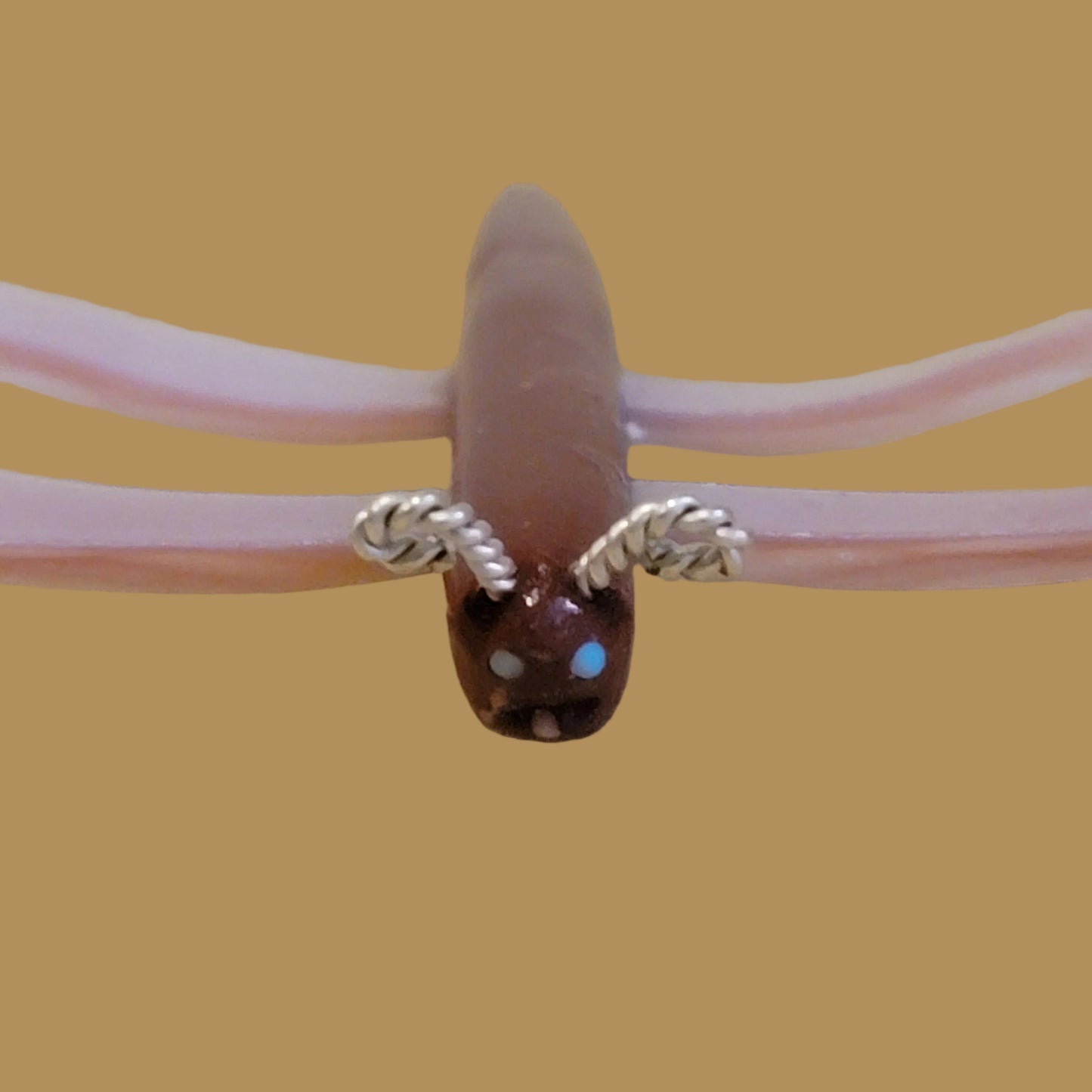 Pipestone and Pink Mussel Shell w/ Silver Antennae Dragonfly Zuni Fetish