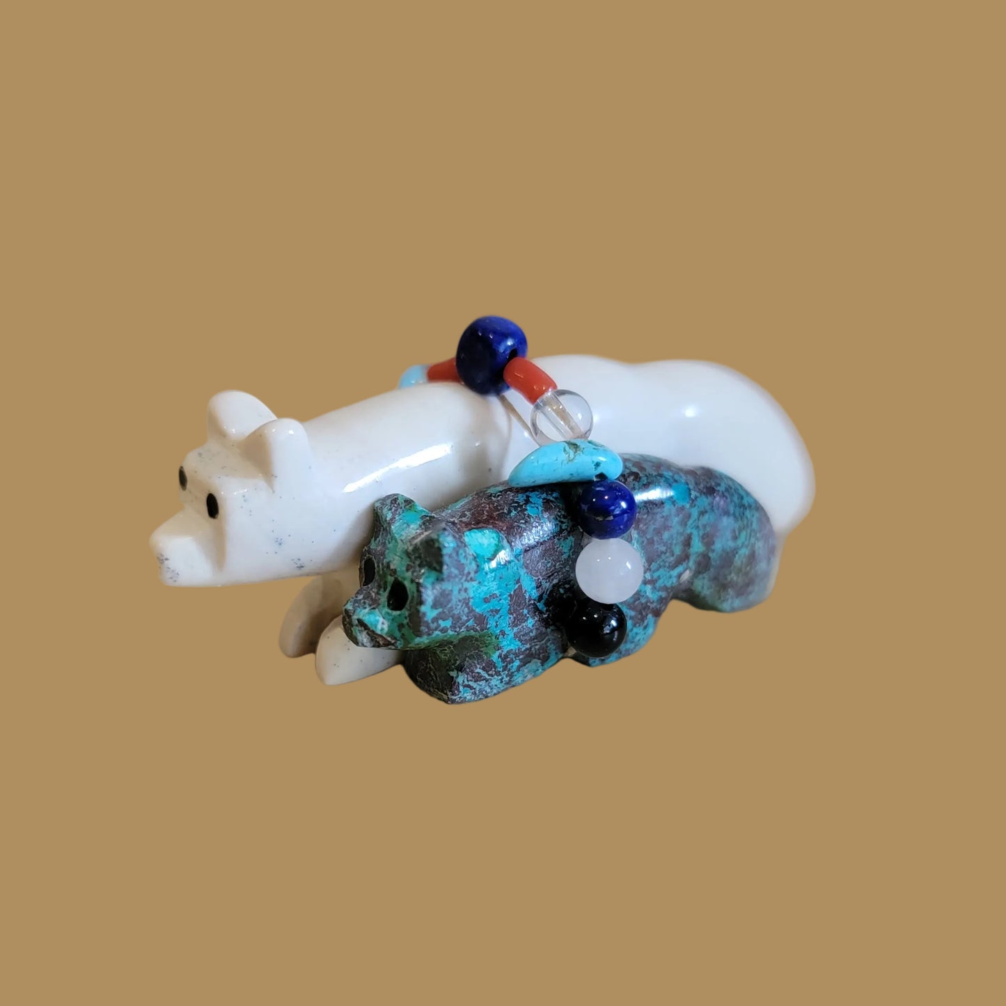 Double Serpentine and Turquoise Wolves w/ Fancy Bundle Zuni Fetish