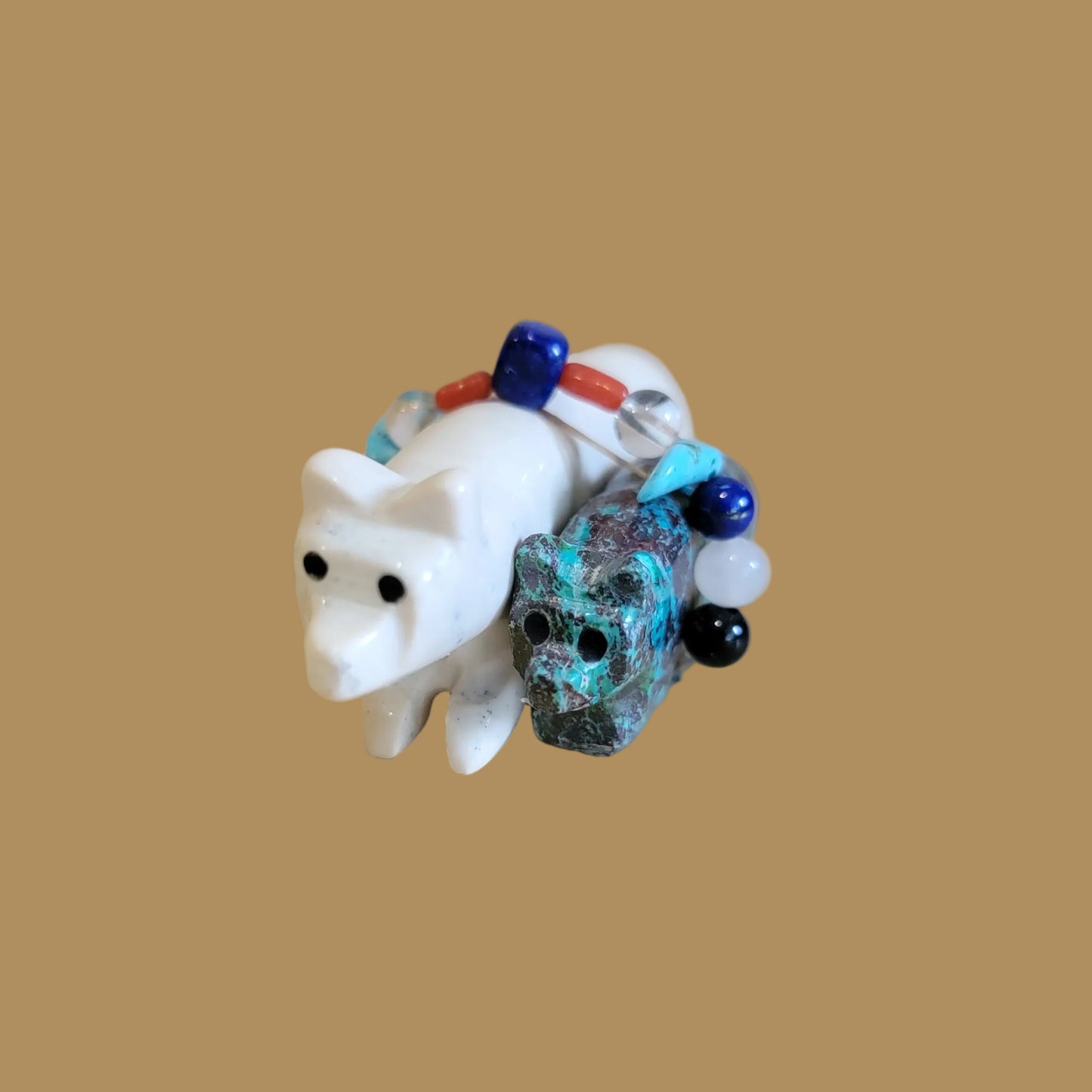 Double Serpentine and Turquoise Wolves w/ Fancy Bundle Zuni Fetish