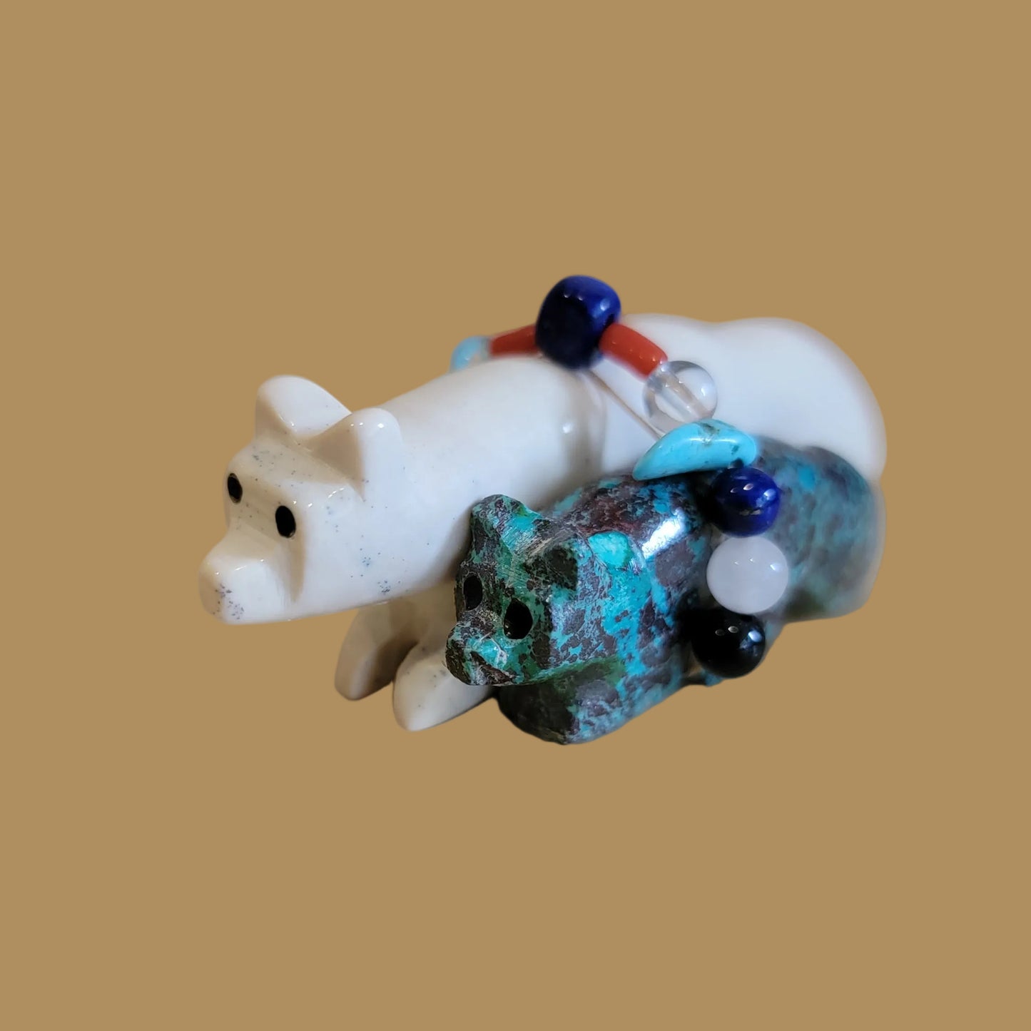 Double Serpentine and Turquoise Wolves w/ Fancy Bundle Zuni Fetish