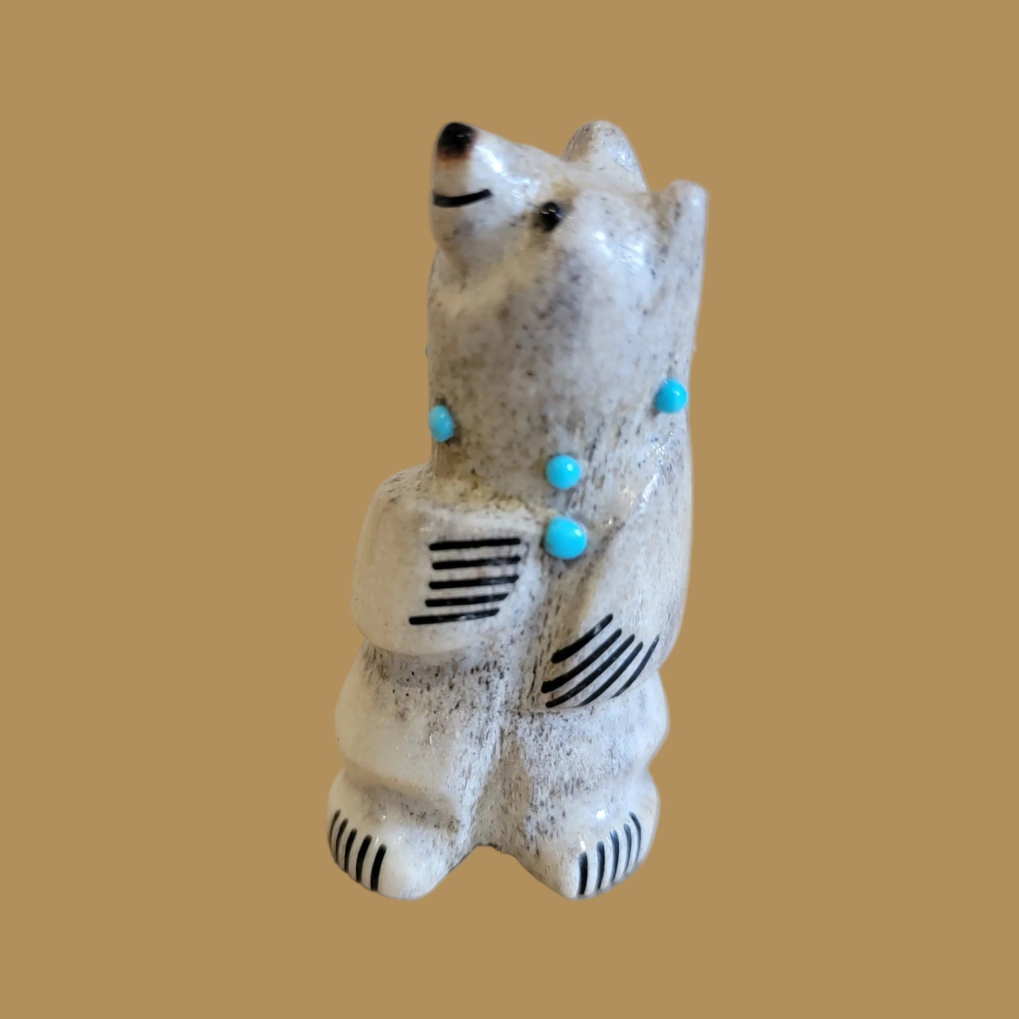 Cute and Cozy Antler Zuni Fetish Bear