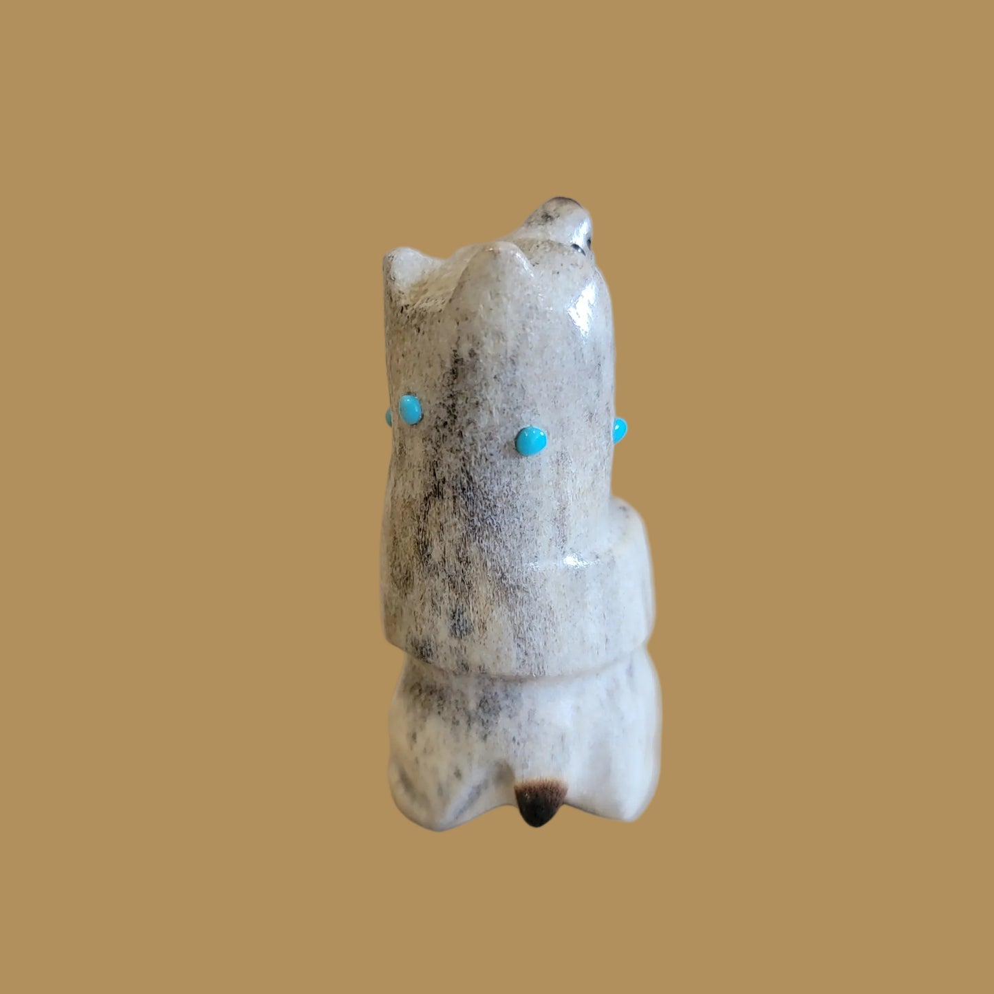 Cute and Cozy Antler Zuni Fetish Bear