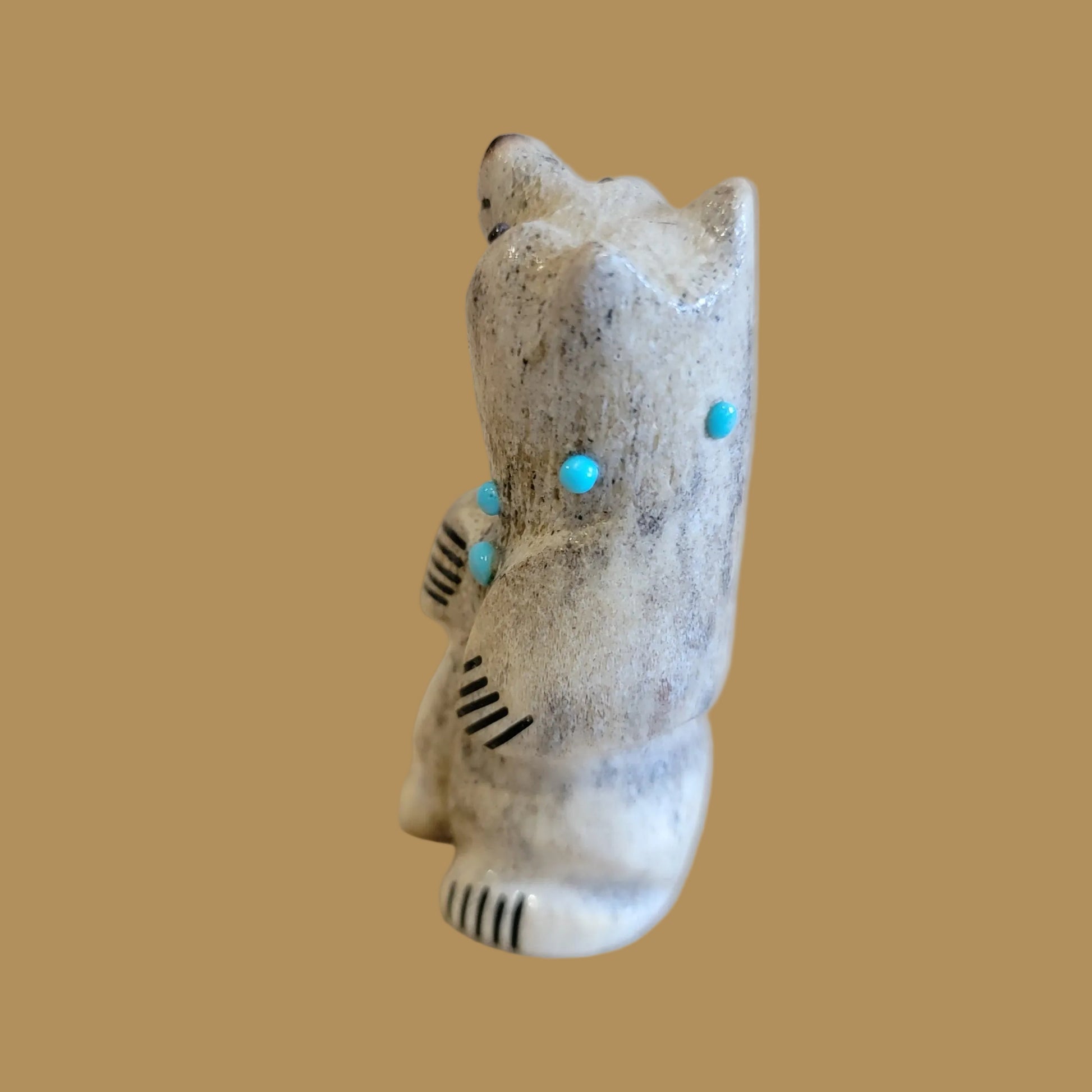 Cute and Cozy Antler Zuni Fetish Bear