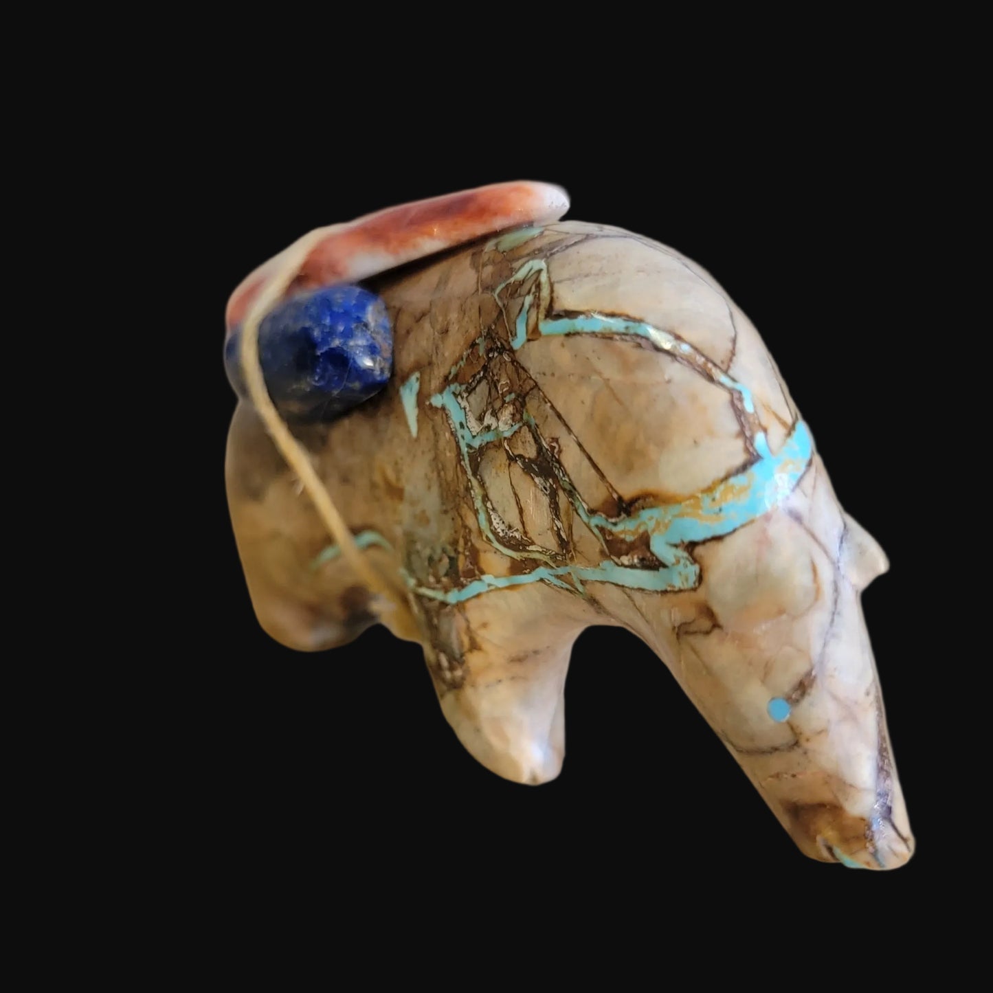 Elegant Turquoise Grizzly Medicine Bear w/Pack Zuni Fetish