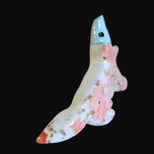 Navajo Spiny Oyster Shell Fox w/ Turquoise Face Zuni Fetish