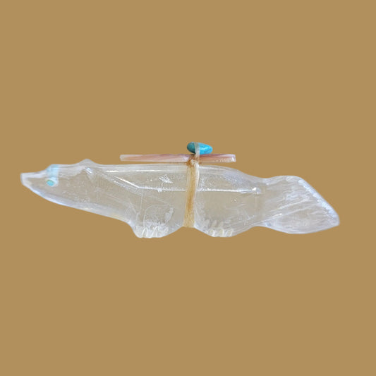 Selenite Wolf Zuni Fetish