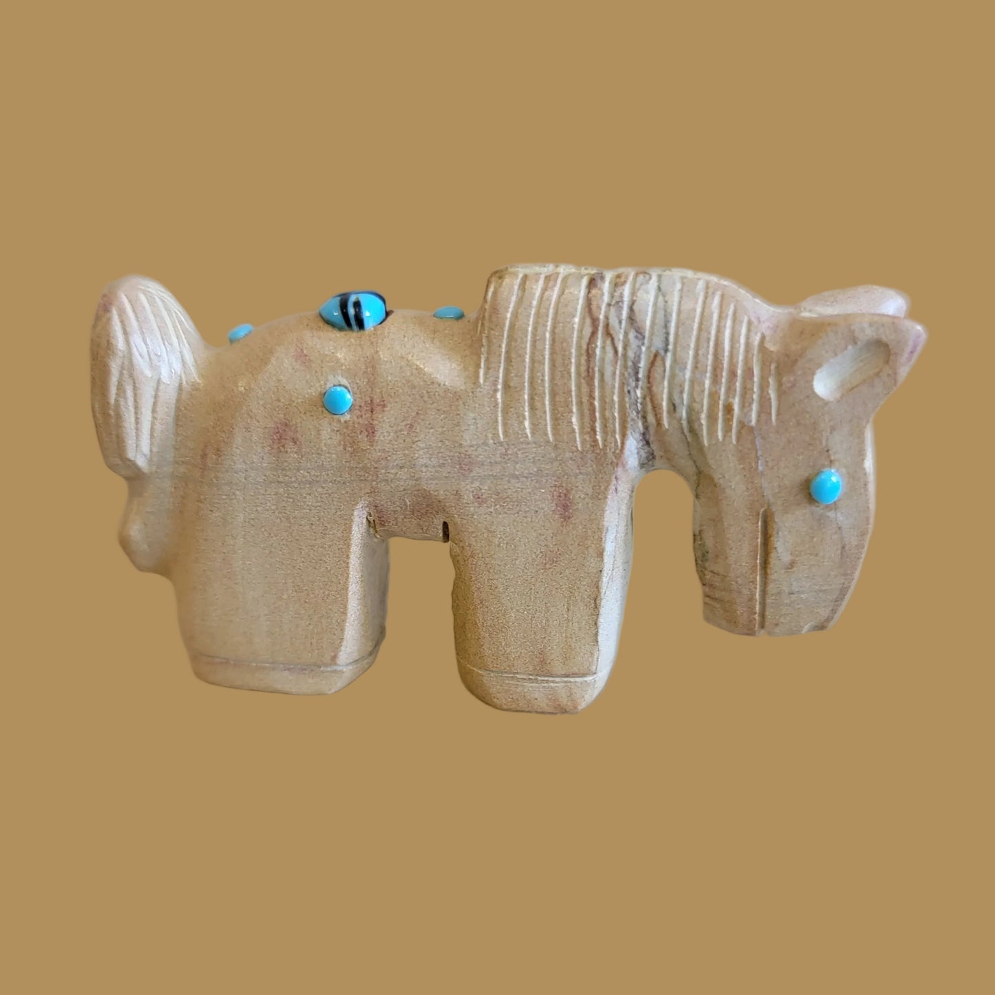 Picture Stone Jasper Horse w/ Zuni Sun Symbol Zuni Fetish