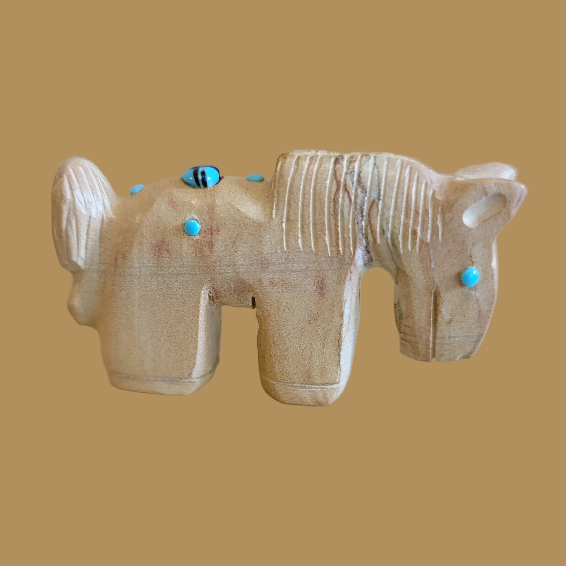 Picture Stone Jasper Horse w/ Zuni Sun Symbol Zuni Fetish