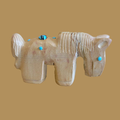 Picture Stone Jasper Horse w/ Zuni Sun Symbol Zuni Fetish