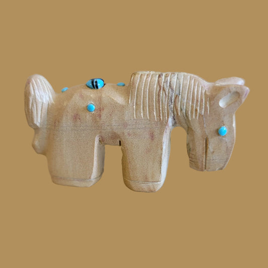 Picture Stone Jasper Horse w/ Zuni Sun Symbol Zuni Fetish