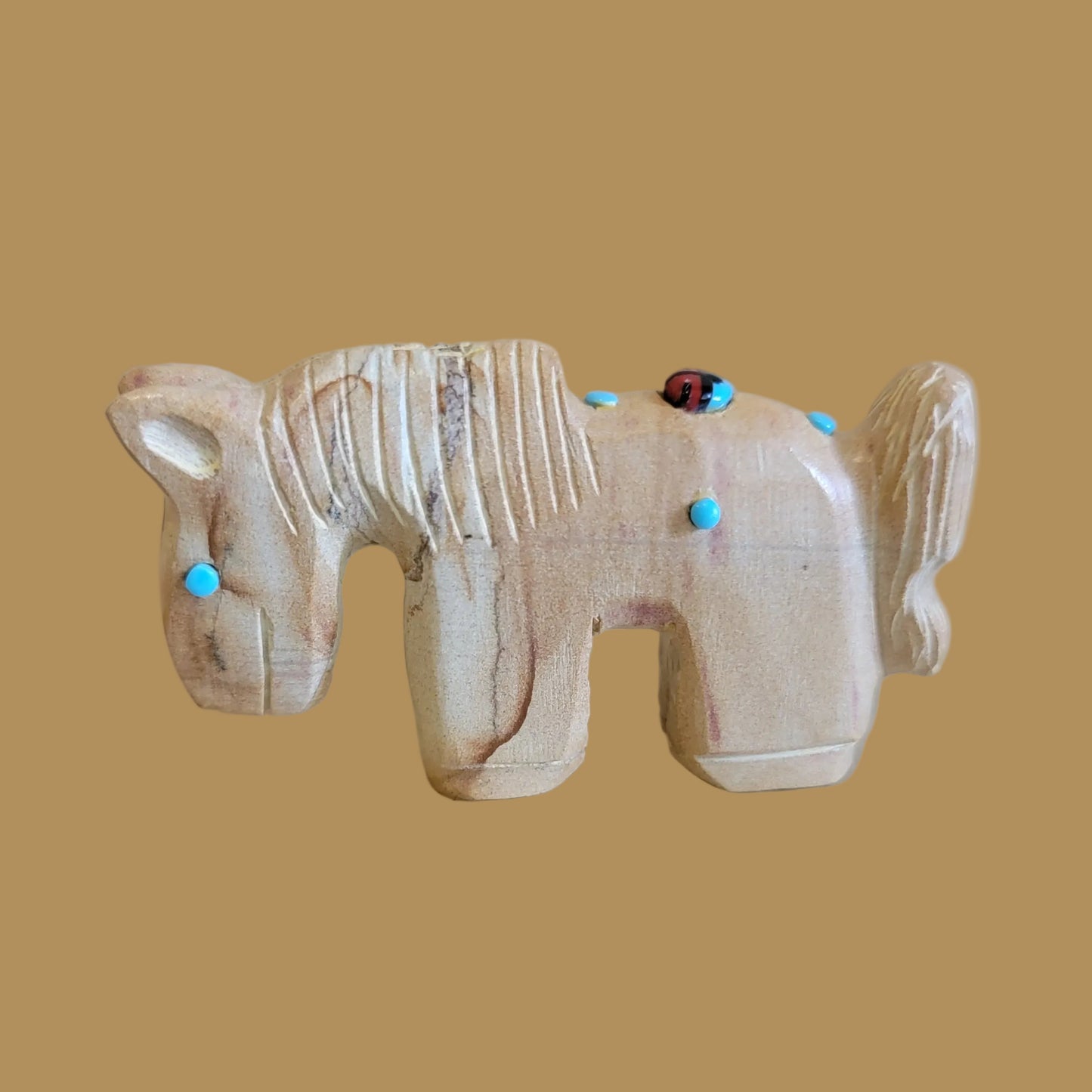 Picture Stone Jasper Horse w/ Zuni Sun Symbol Zuni Fetish