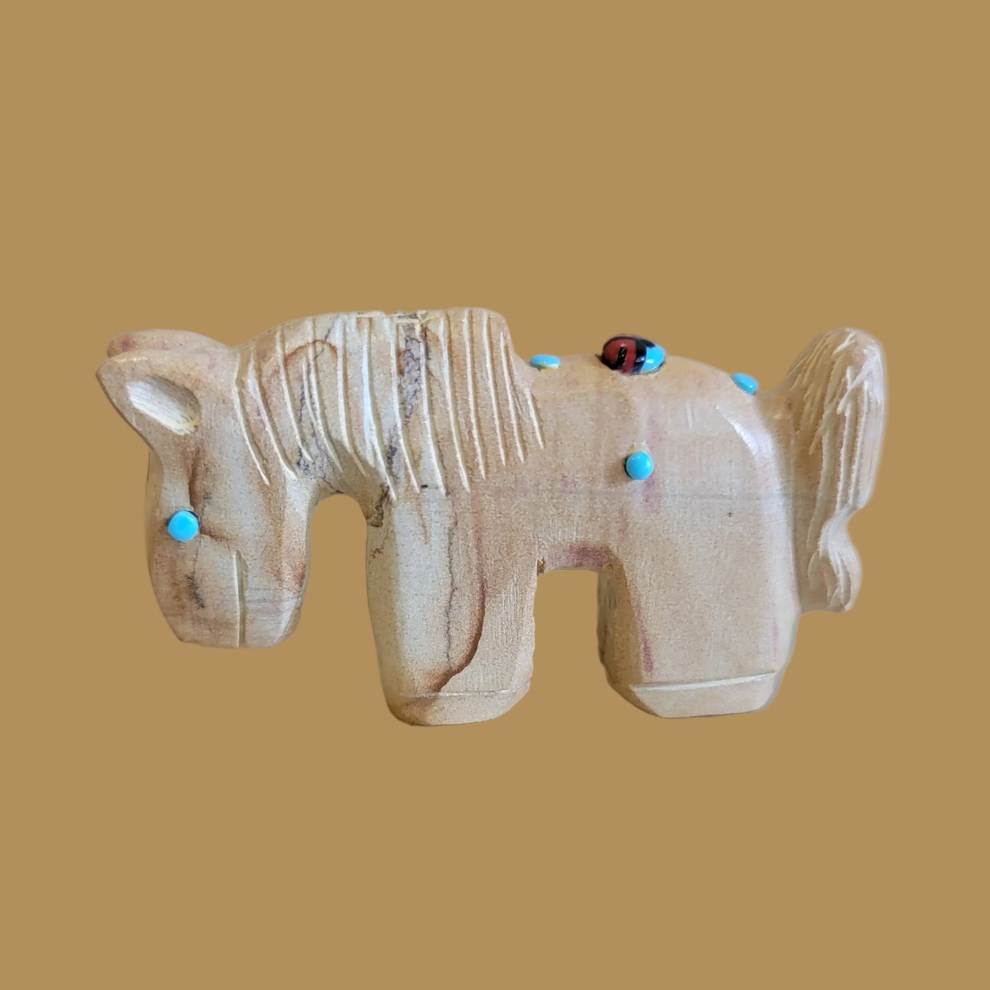 Picture Stone Jasper Horse w/ Zuni Sun Symbol Zuni Fetish