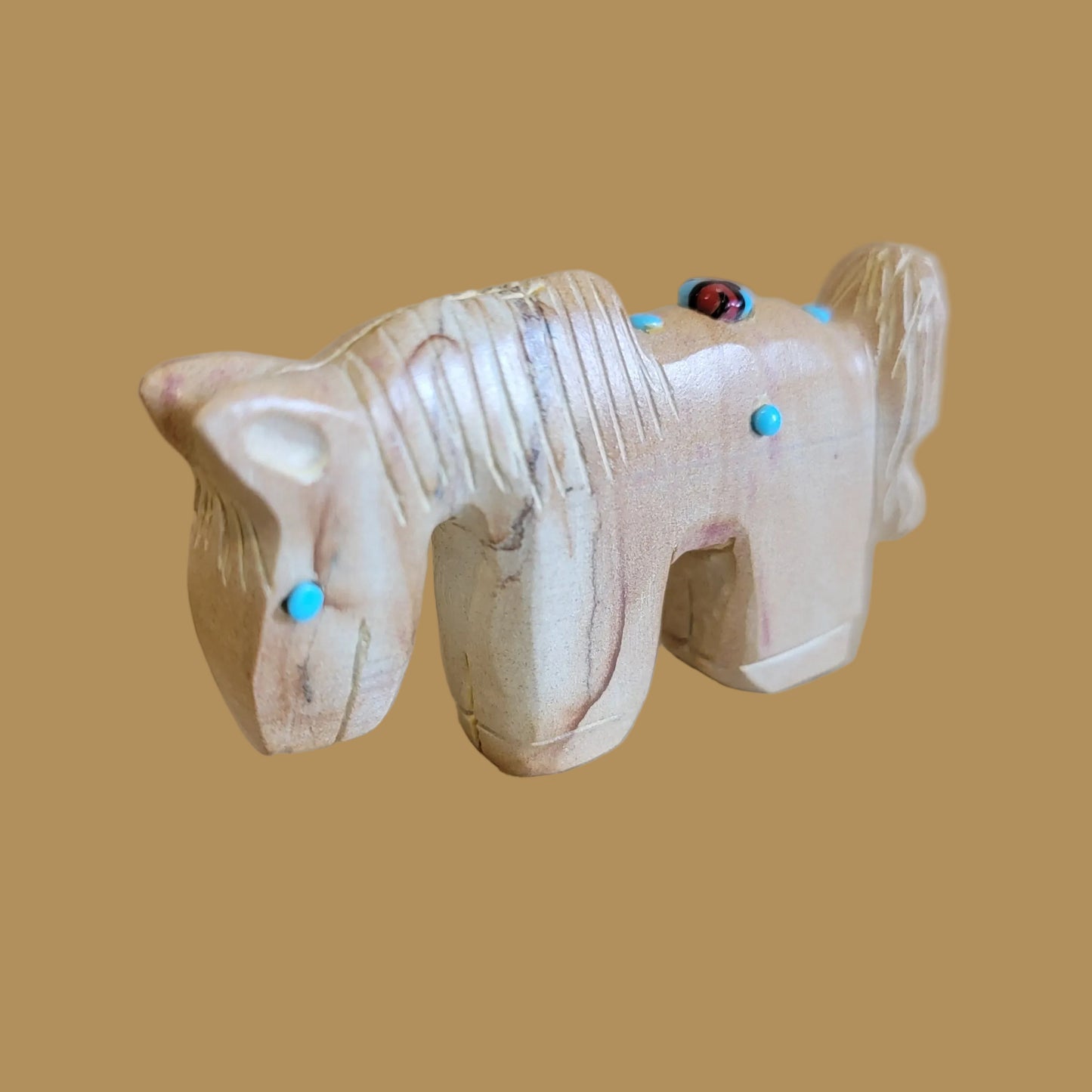 Picture Stone Jasper Horse w/ Zuni Sun Symbol Zuni Fetish