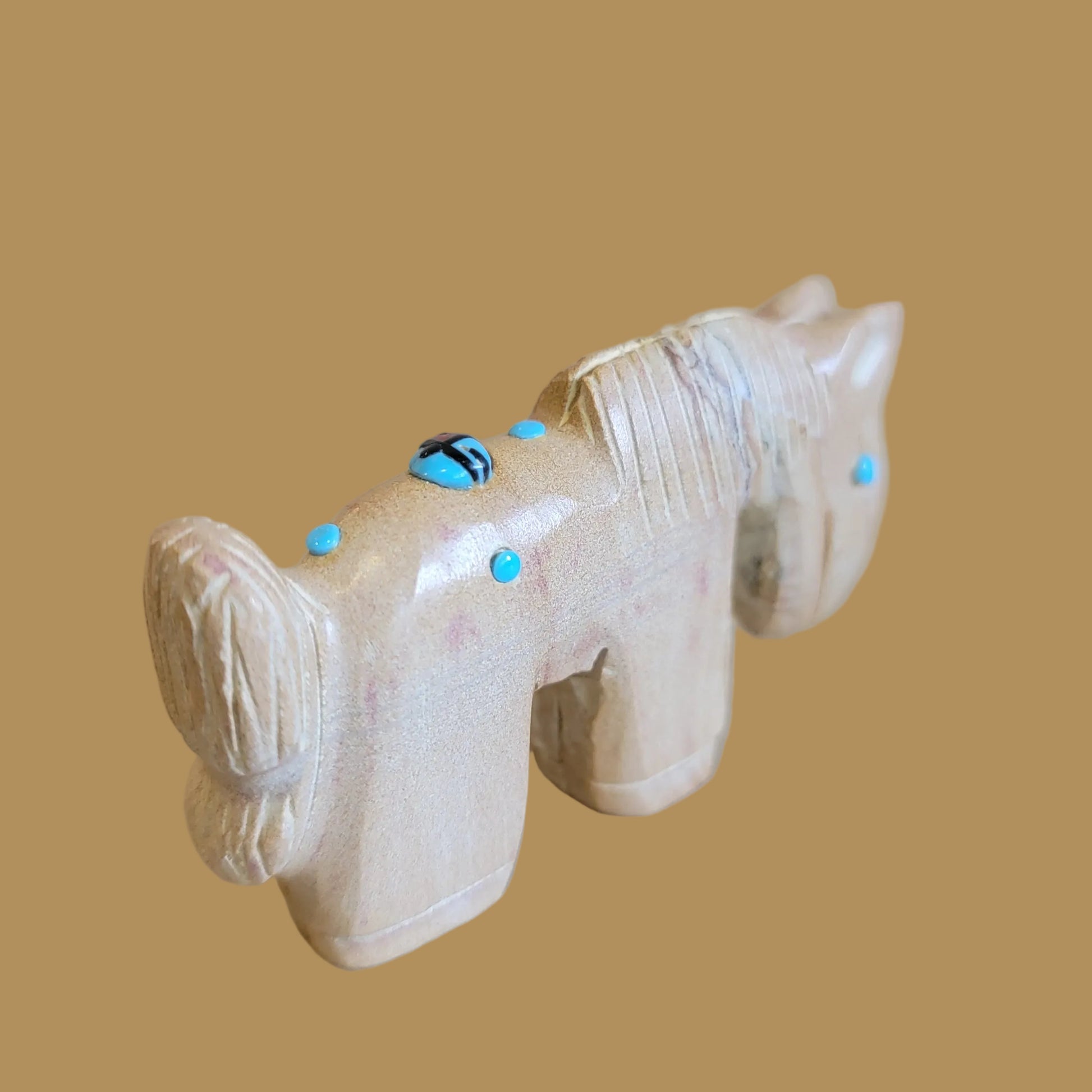 Picture Stone Jasper Horse w/ Zuni Sun Symbol Zuni Fetish