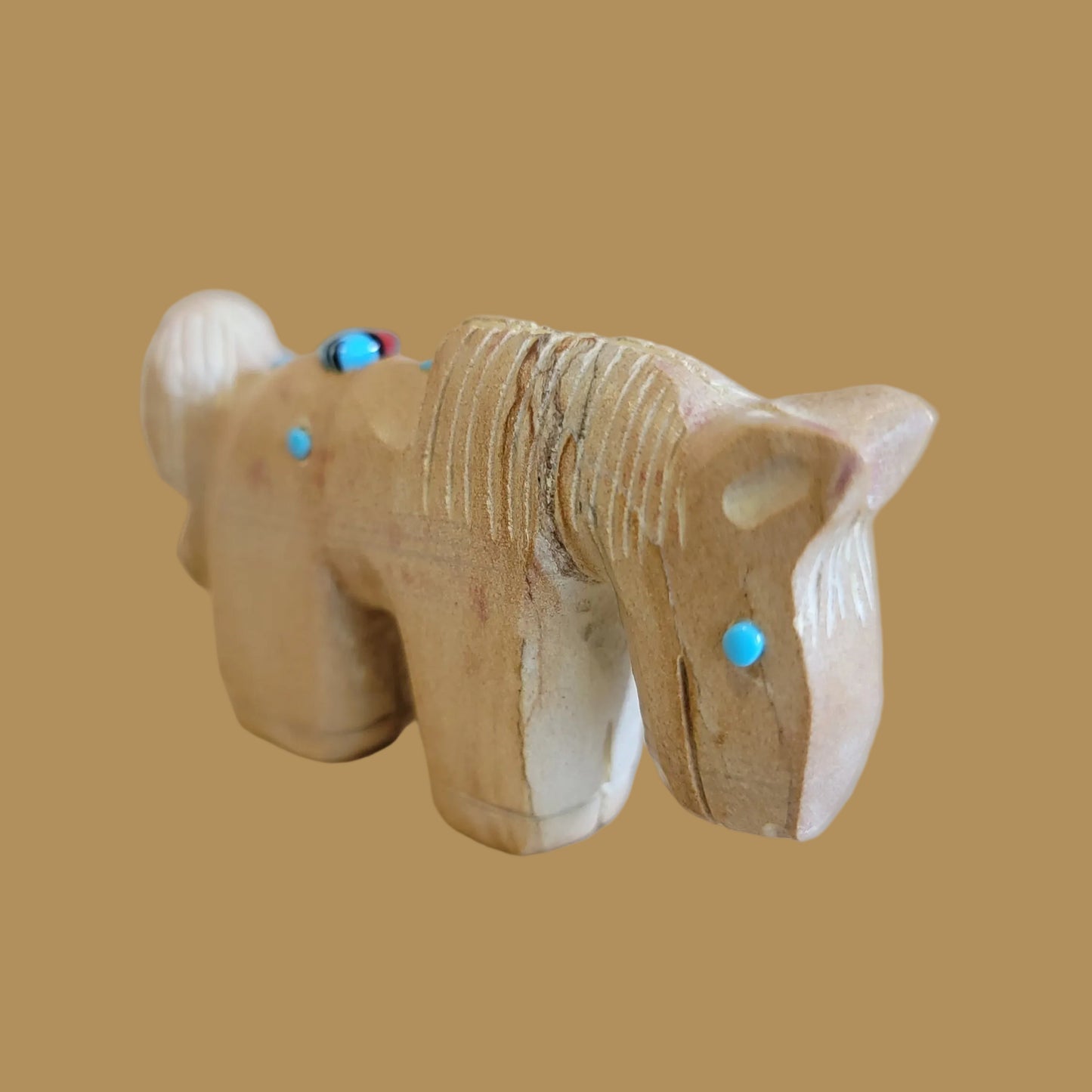 Picture Stone Jasper Horse w/ Zuni Sun Symbol Zuni Fetish