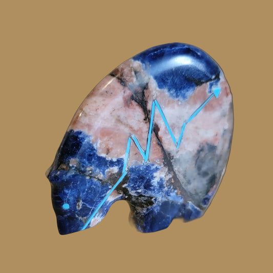Spectacular Sunset Sodalite Medicine Bear Zuni Fetish