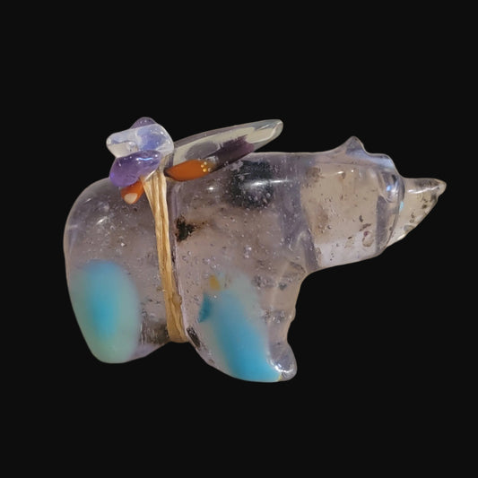 Pretty Surfite Bear w/Pack Zuni Fetish