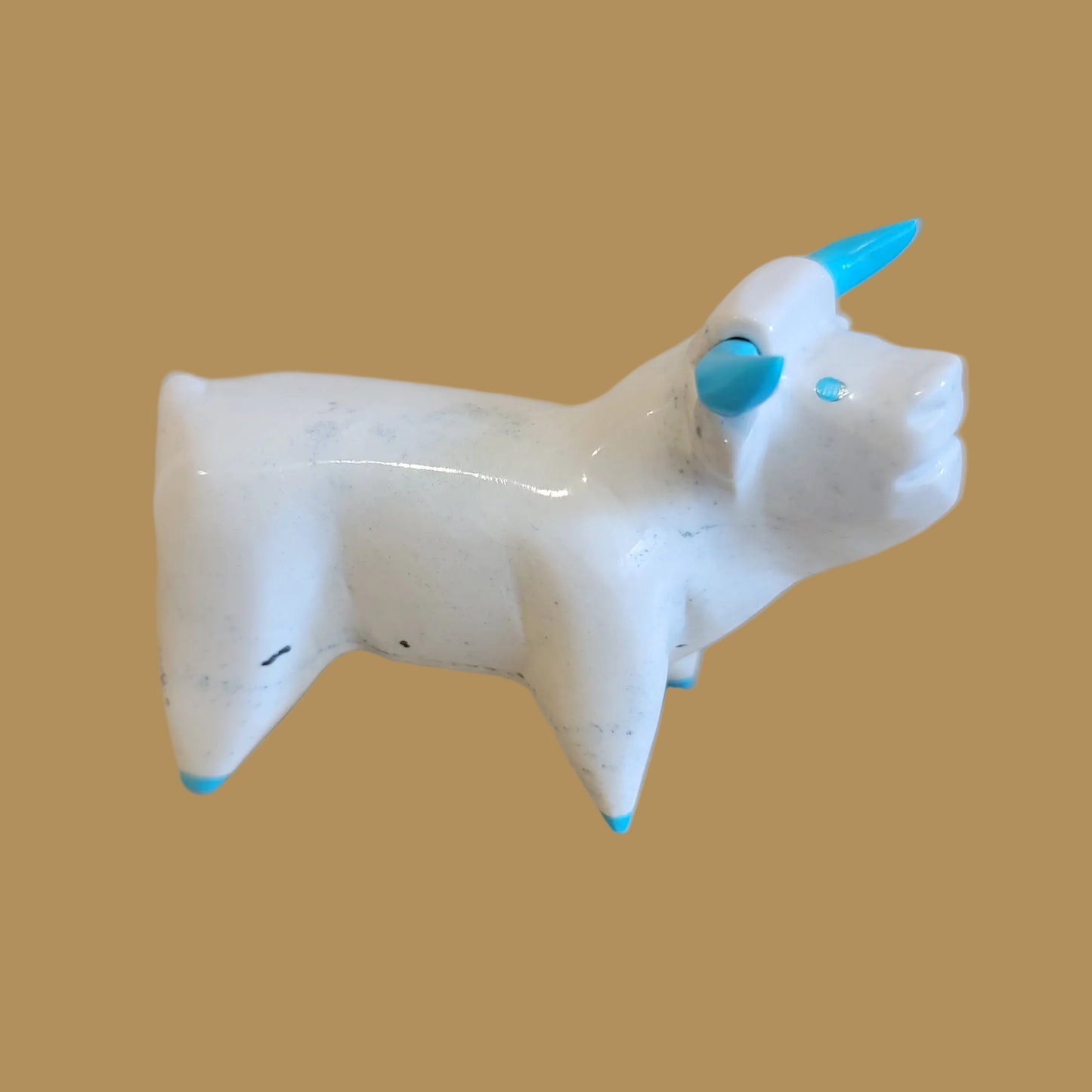 Serpentine Steer w/Turquoise Horns and Hooves Zuni Fetish