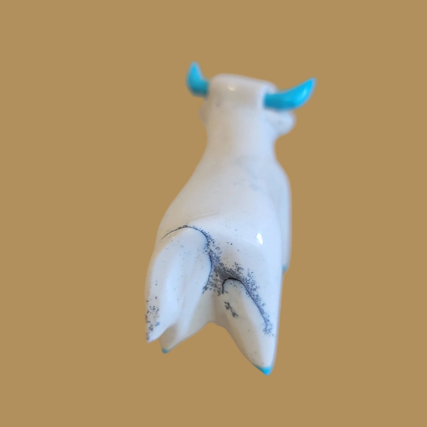 Serpentine Steer w/Turquoise Horns and Hooves Zuni Fetish