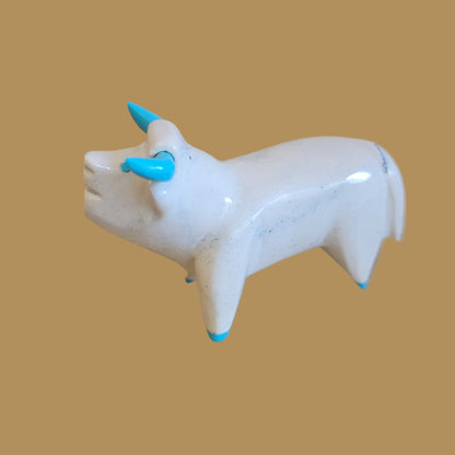 Serpentine Steer w/Turquoise Horns and Hooves Zuni Fetish