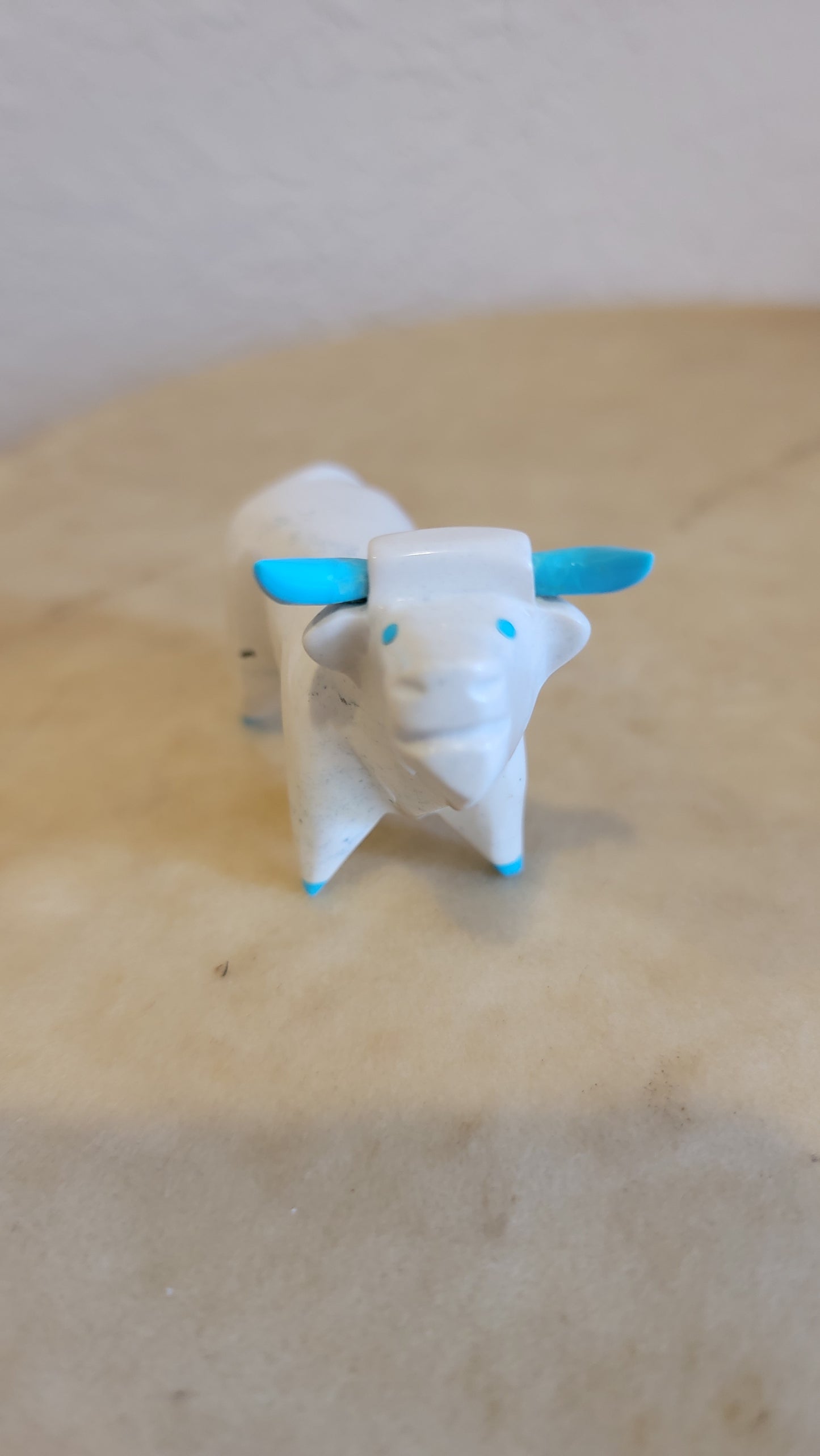 Serpentine Steer w/Turquoise Horns and Hooves Zuni Fetish