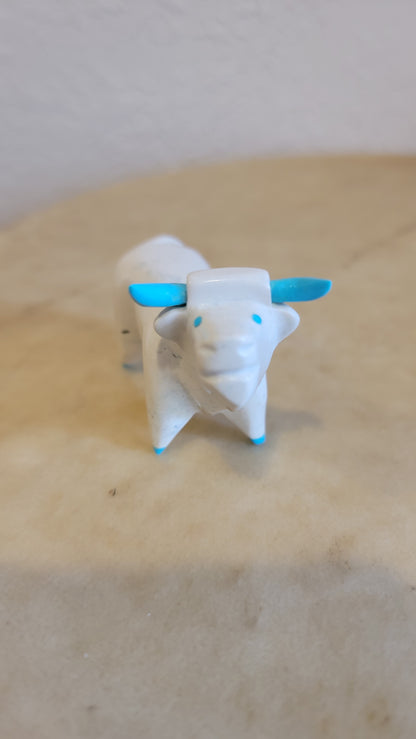 Serpentine Steer w/Turquoise Horns and Hooves Zuni Fetish