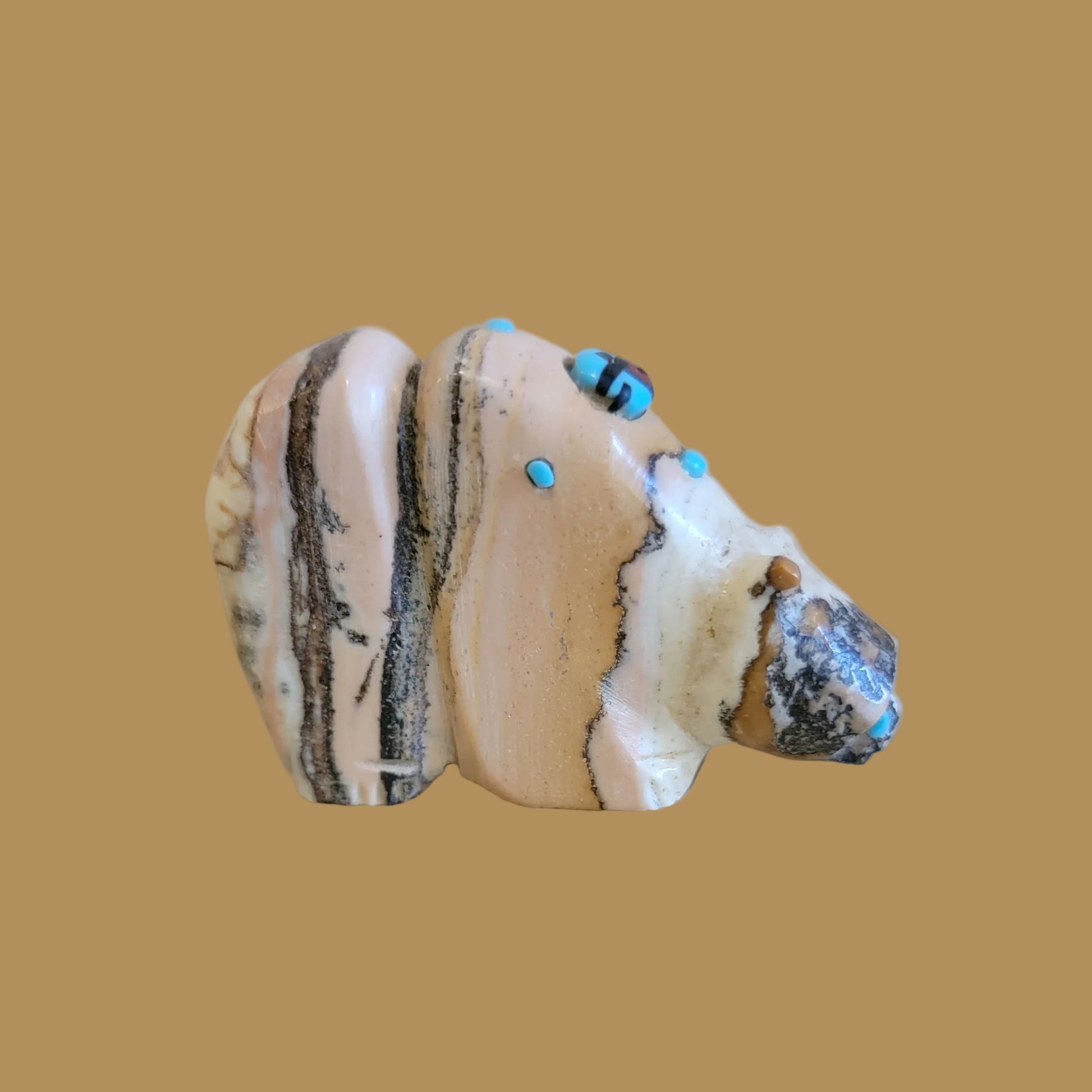 Agate Grizzly Bear on the Scent w/Zuni Sun Zuni Fetish