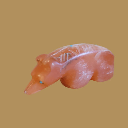 Orange Alabaster Bear Zuni Fetish