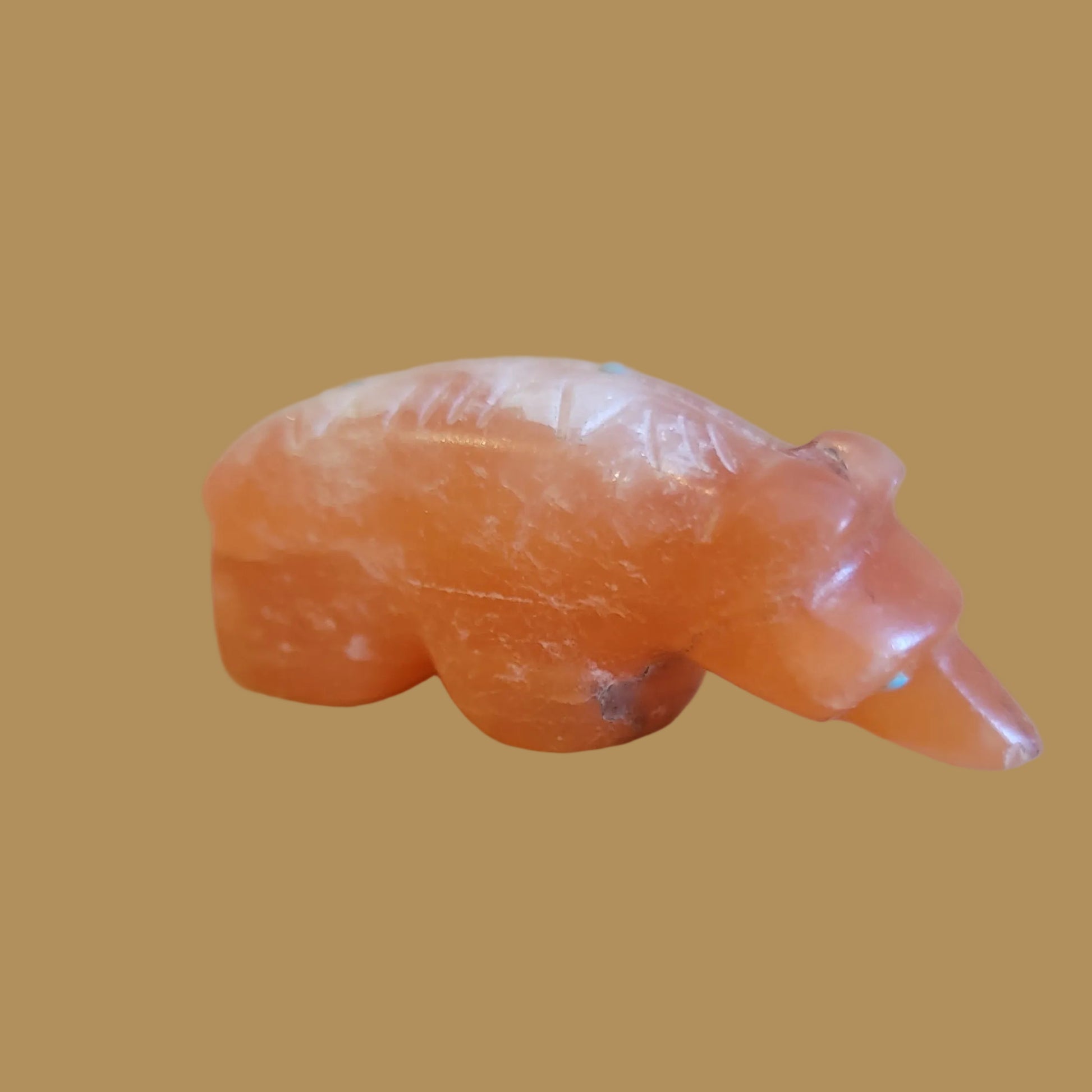 Orange Alabaster Bear Zuni Fetish