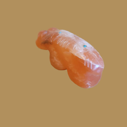 Orange Alabaster Bear Zuni Fetish