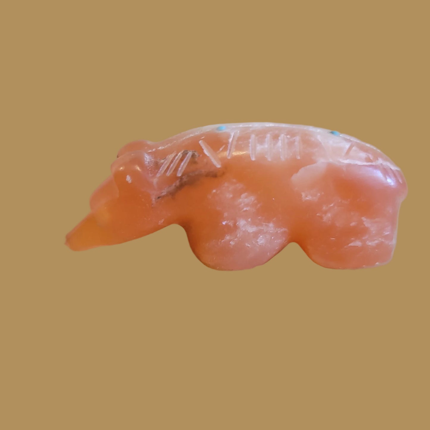 Orange Alabaster Bear Zuni Fetish