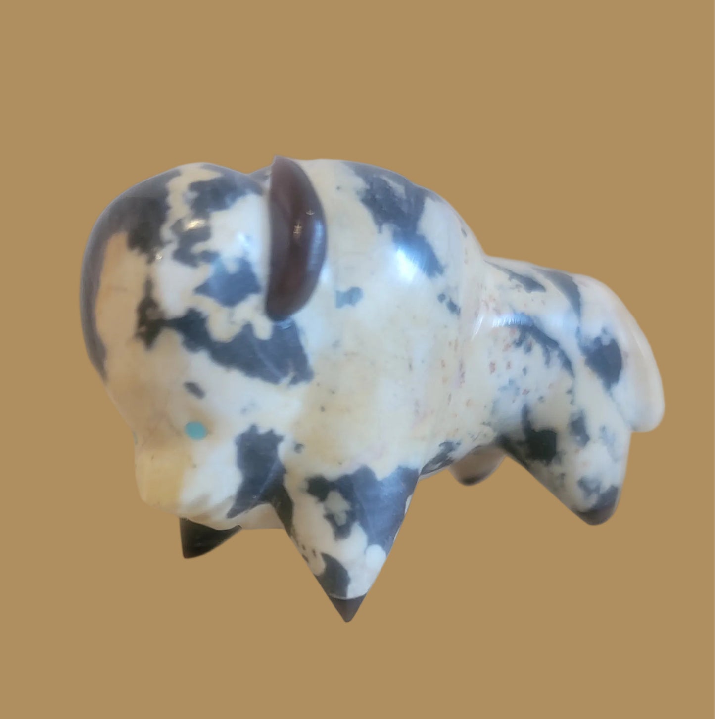 Zebra Marble Bison/Buffalo Zuni Fetish