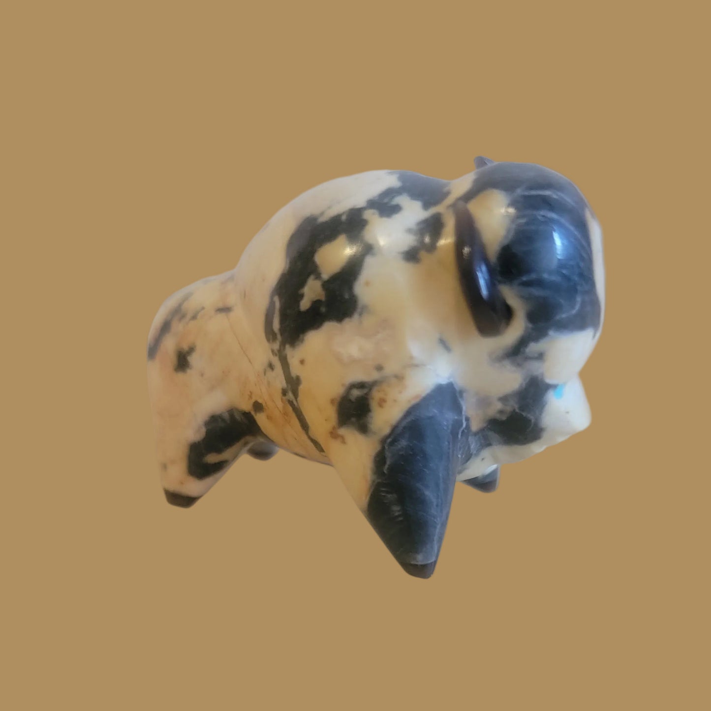 Zebra Marble Bison/Buffalo Zuni Fetish