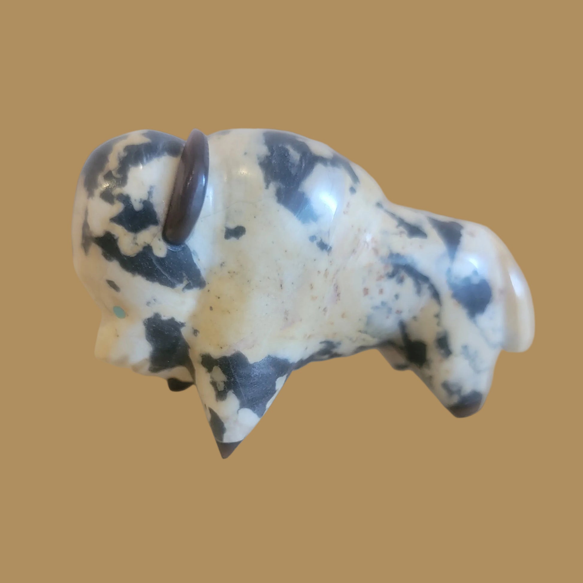 Zebra Marble Bison/Buffalo Zuni Fetish