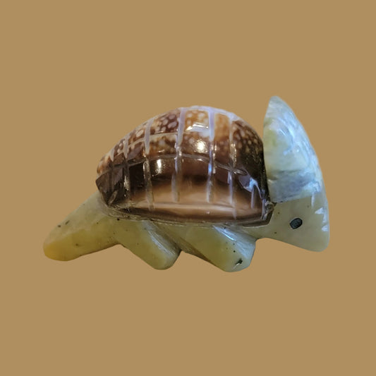 Cute Serpentine and Shell Armadillo Zuni Fetish