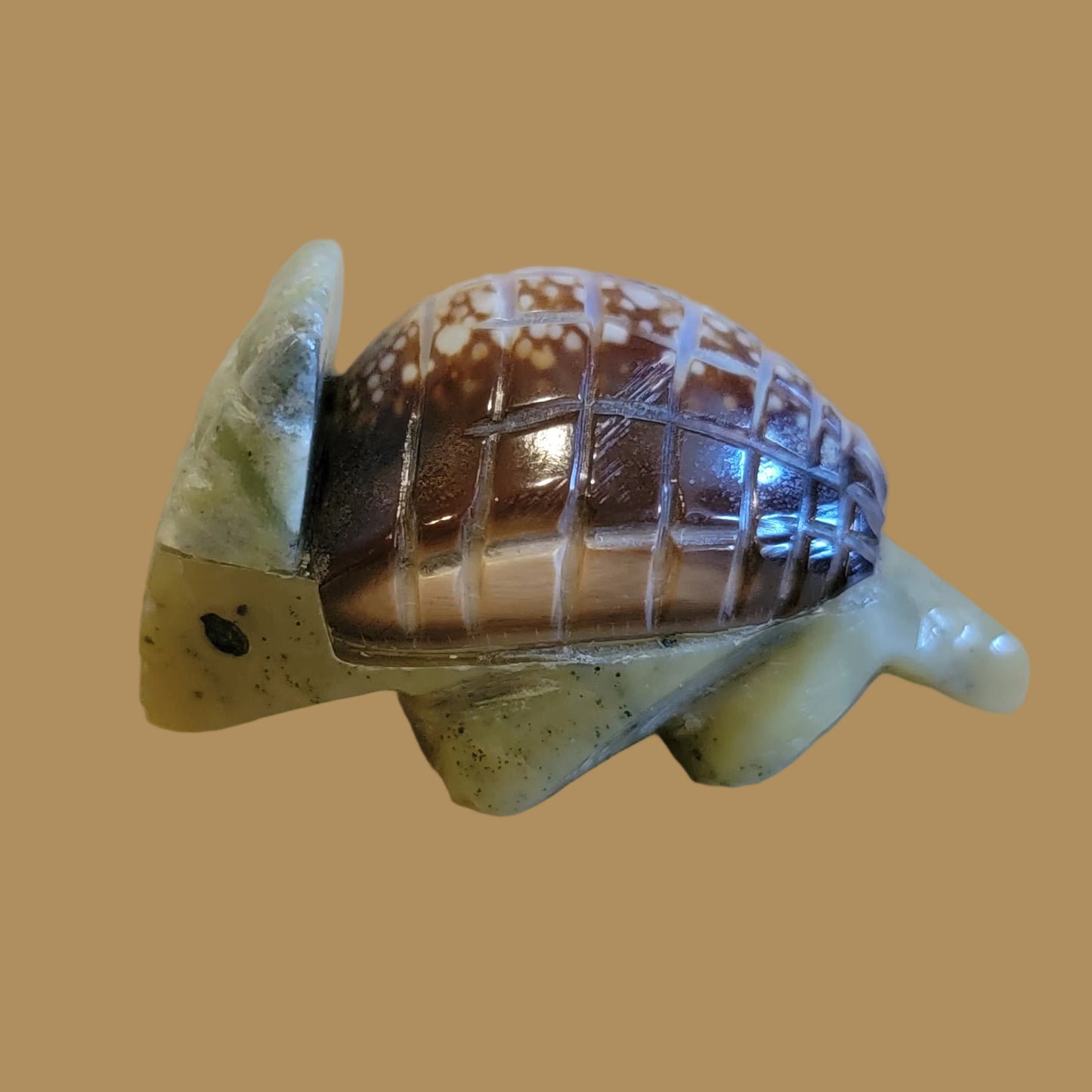 Cute Serpentine and Shell Armadillo Zuni Fetish