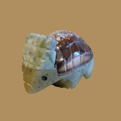 Cute Serpentine and Shell Armadillo Zuni Fetish
