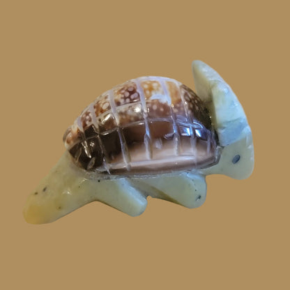 Cute Serpentine and Shell Armadillo Zuni Fetish