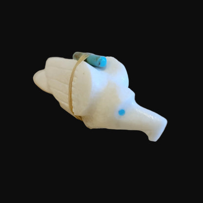White Marble Eagle w/Offering Zuni Fetish